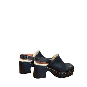 Free People Autumn Studded Platform Faux Fur Lined Clogs Black Size 37 New Impe